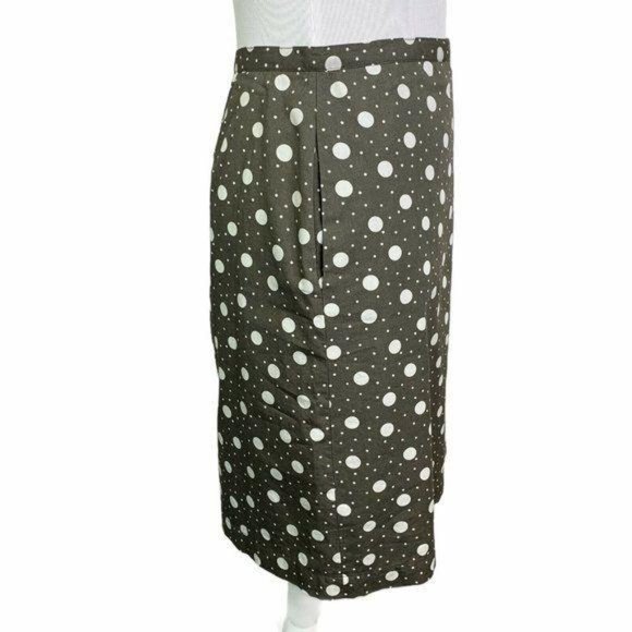 Boden Gray White Polka Dot Cotton A Line Skirt - Picture 4 of 9